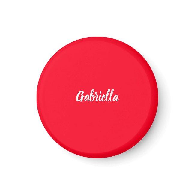 Calligraphy Elegant Red White Plain Simple Name Magnet