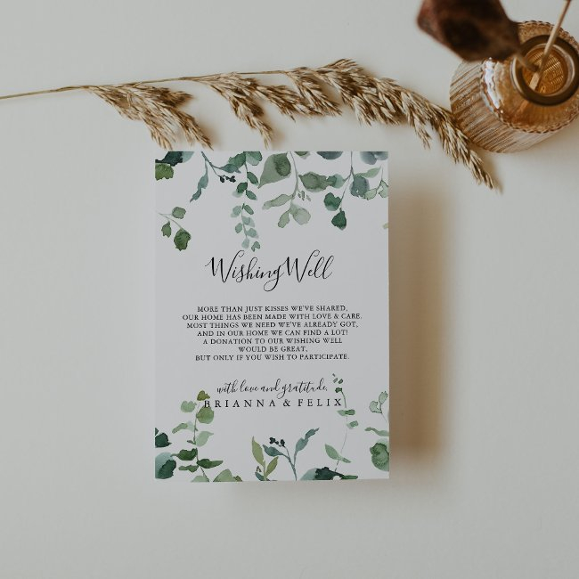 Calligraphy Script Foliage Wedding Wishing Well Enclosure Invitations