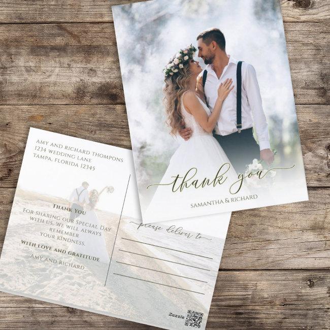 Calligraphy Script Simple Elegant Two Photo Modern Postinvitations