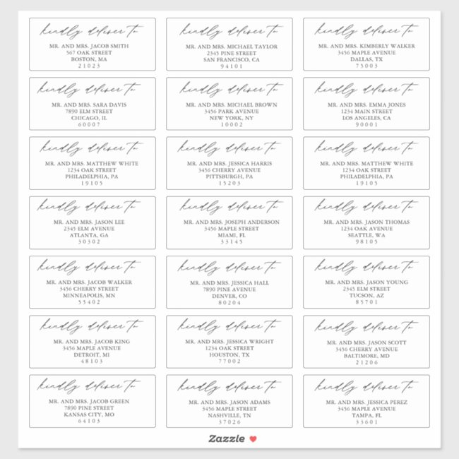 Calligraphy Script Wedding Guest Address Labels