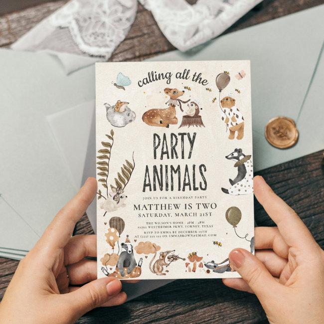 Calling All Party Animals Boy Birthday Invitation