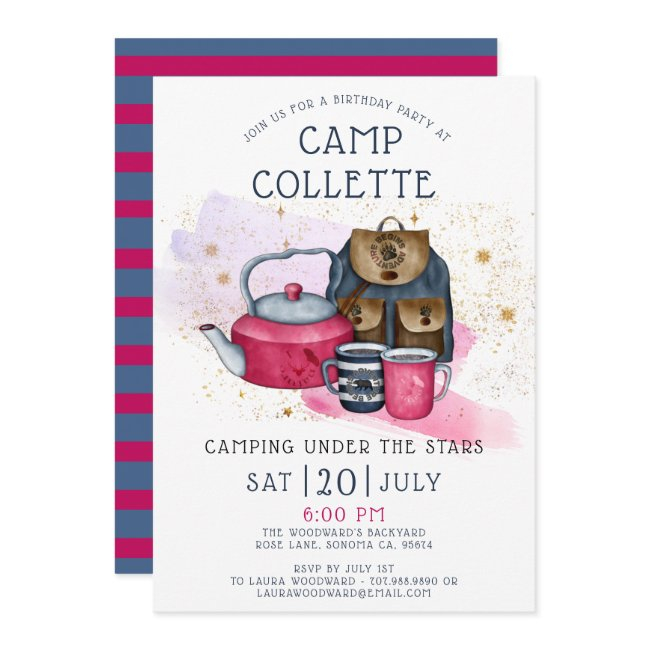 Camping Birthday Party Under The Stars Invitation