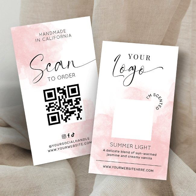 Candle Scent Tester Invitations Blush Pink Watercolor