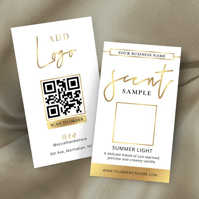 Candle Scent Tester Invitations Perfume Sample Gold Logo