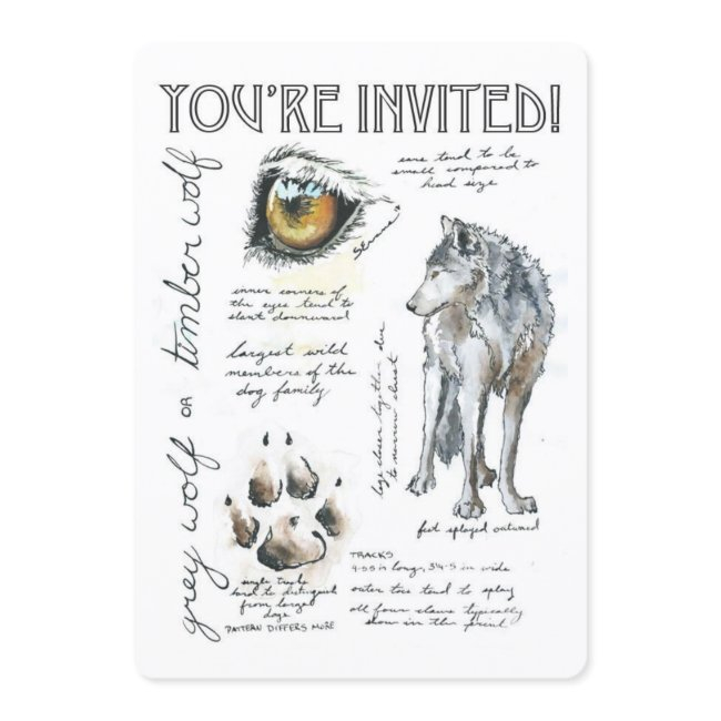 Canis Lupus Wolf Illustration Invitation