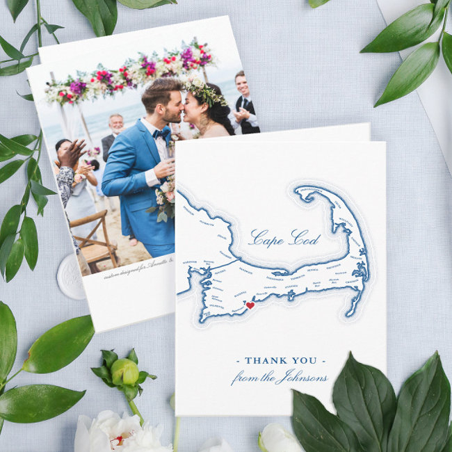 Cape Cod Elegant Destination Wedding Thank You Invitations