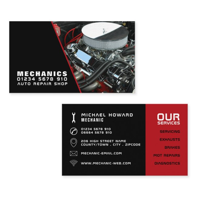 Car Engine, Auto Mechanic & Repairs Business Invitations