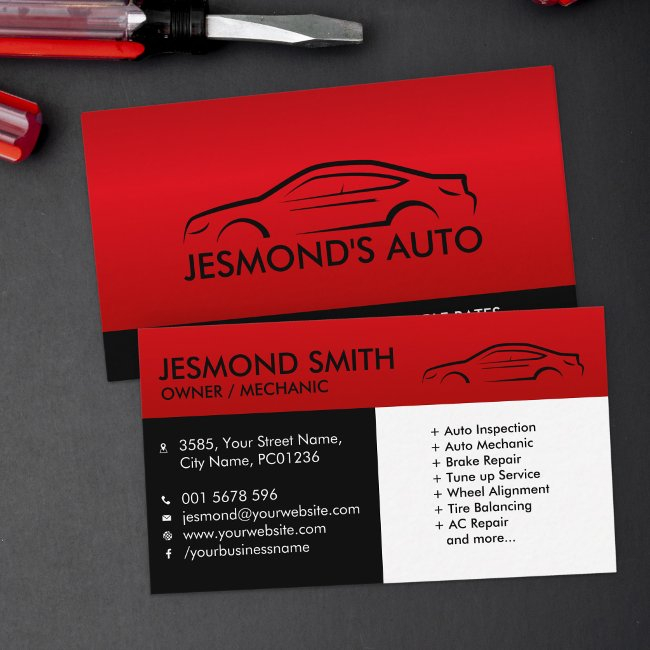 Car Silhouette - Mechanic Auto Repair Business Invitations