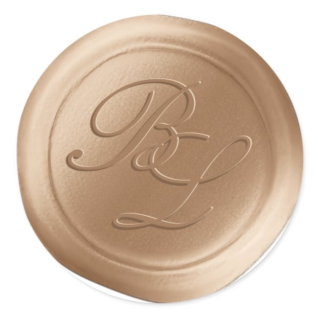 Caramel Double Monogram Faux Wax Seal Stickers