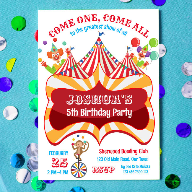 Carnival Circus Birthday Party Invitation