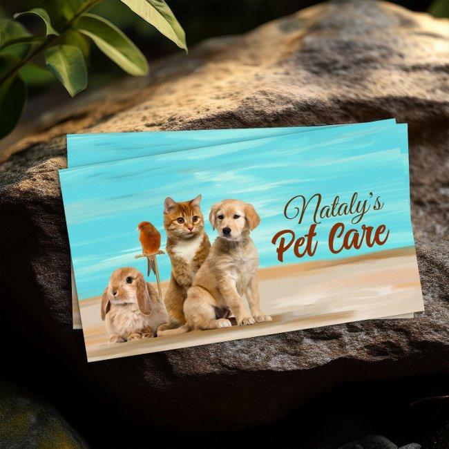 Cat, Dog, Canary And Rabbit Illustration Business Invitations