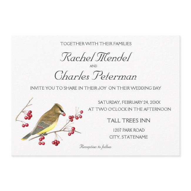 Cedar Waxwing Bird Art Wedding Invitation