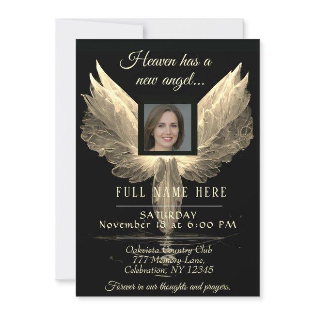Celebration Of Life - Gold Photo Memorial Invitation