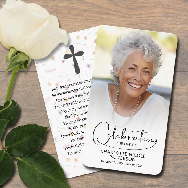 Celebration Of Life Photo Bookmark Prayer Invitations