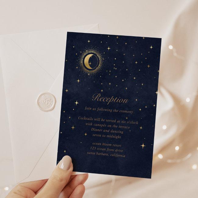 Celestial Crescent Moon Reception Enclosure Invitations