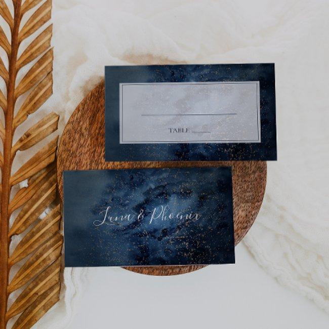 Celestial Night Sky | Gold Flat Wedding Place Invitations