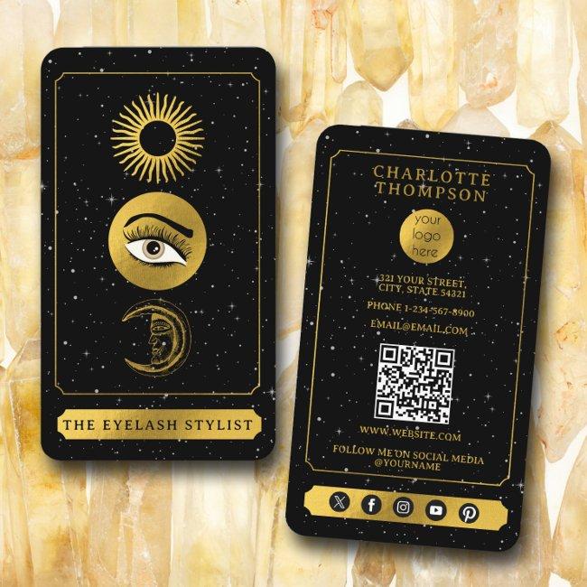 Celestial Tarot Sun Moon Eyelash Stylist Business Invitations