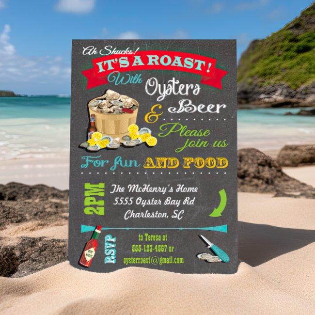 Chalkboard Oyster Roast Party Invitations