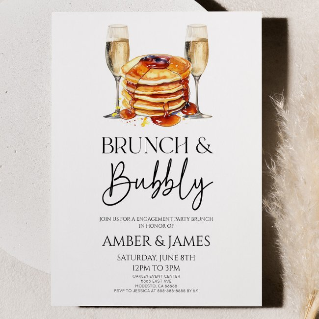 Champagne Brunch & Bubbly Engagement Party Brunch Invitation