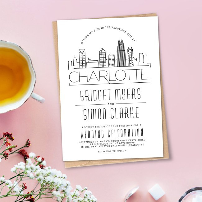 Charlotte Wedding | Stylized Skyline Invitation