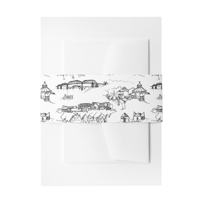 Chattanooga Toile Black And White Invitation Belly Band