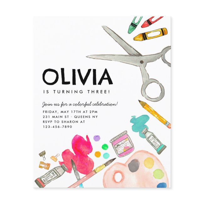 Cheap Art Artist Paint Party Painting Birthday Flyer