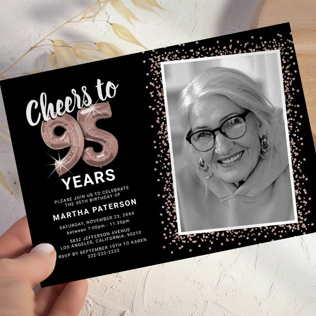 Cheers To The Years 95th Birthday Photo Invitation