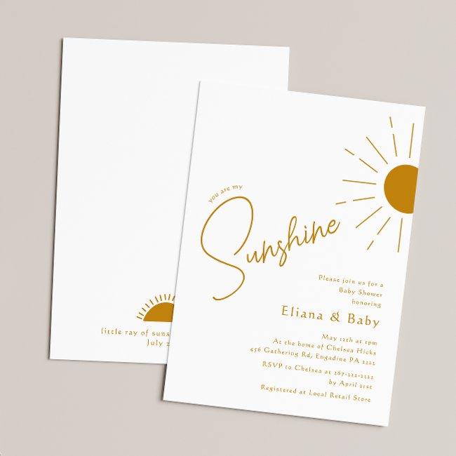 Chic Boho You Are My Sunshine Baby Shower Invitation