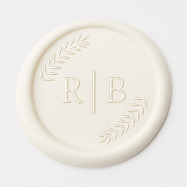 Chic Botanical Laurel Leaf Wreath Style Monogram Wax Seal Sticker