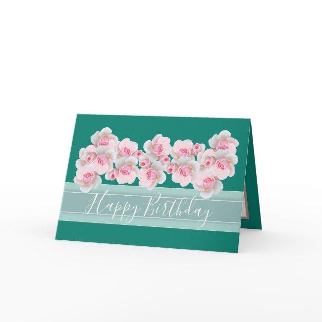 Chic Floral Bouquet Pink Rose Bud Flowers Birthday Invitations