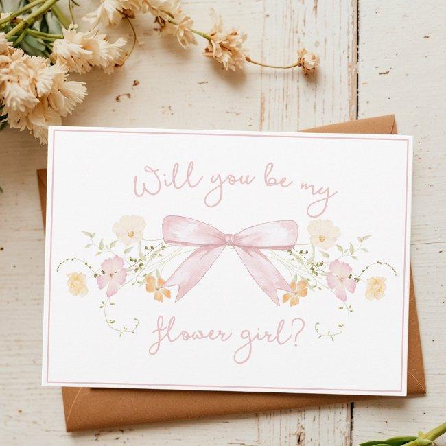 Chic Flower Girl Proposal With Bow Cute Girly Pink Invitations