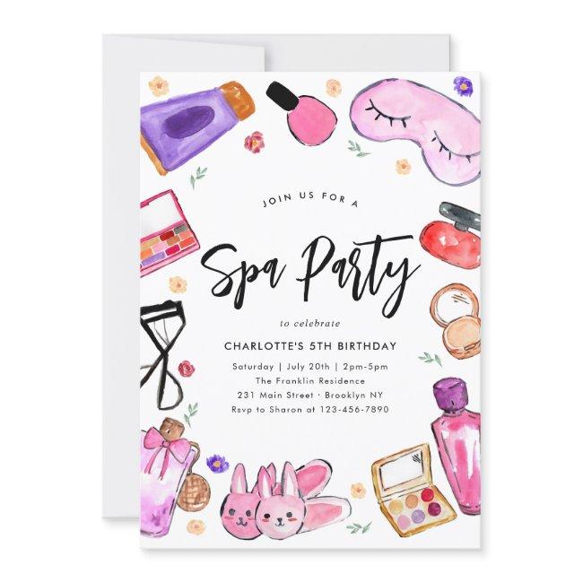 Chic Glam Makeup Girls Pajama Slumber Spa Birthday Invitation