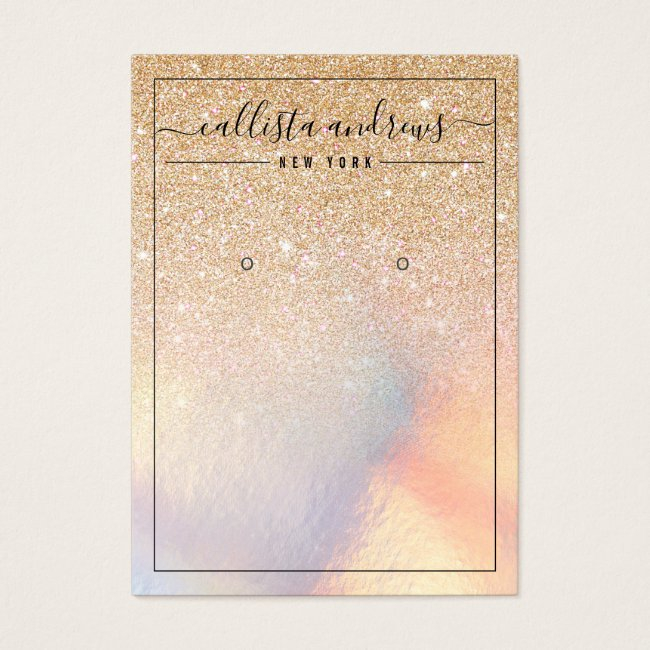 Chic Gold Glitter Iridescent Earring Display Invitations