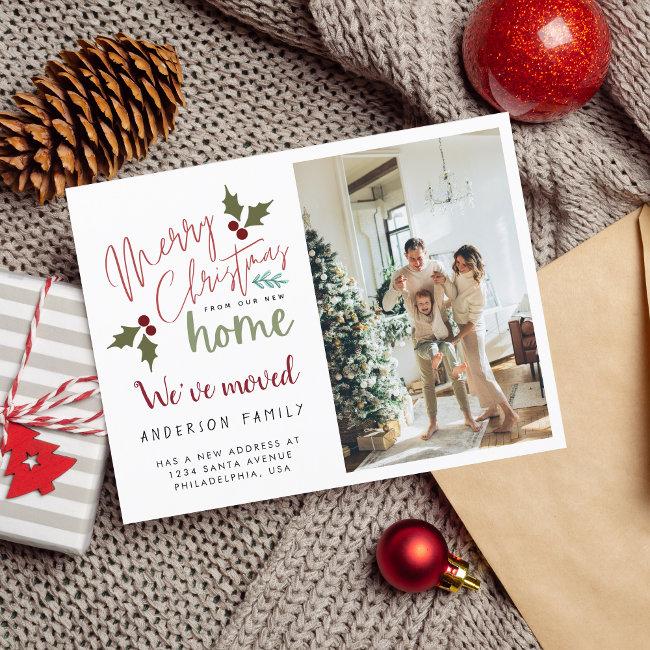 Chic Merry Christmas From New Home Photo Moving Announcement Postinvitations