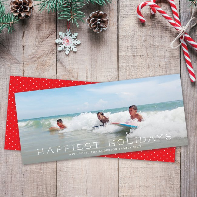 Chic Panoramic Simple Minimalist 1 Photo Christmas Holiday Invitations