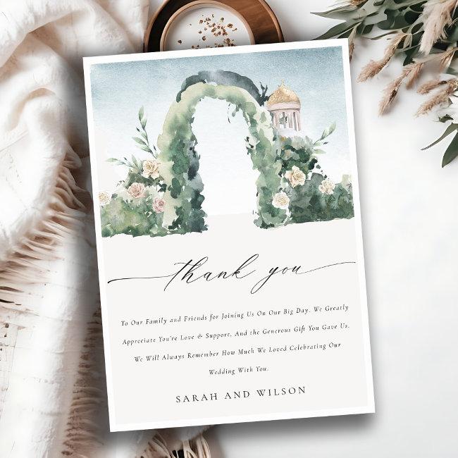 Chic Pastel Floral Garden Arch Botanical Wedding Thank You Invitations