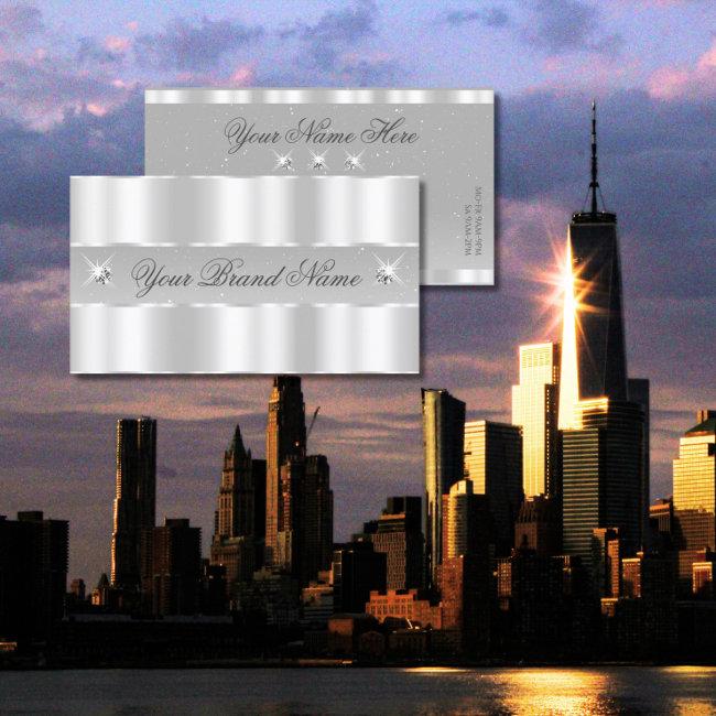 Chic Silver Light Gray Sparkling Diamonds Stylish Business Invitations