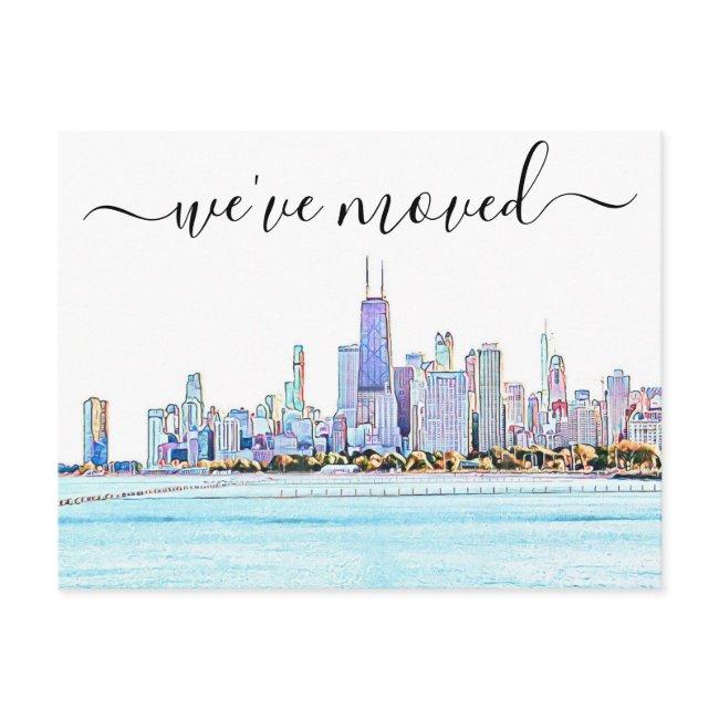 Chicago Skyline Moving Announcement Postinvitations