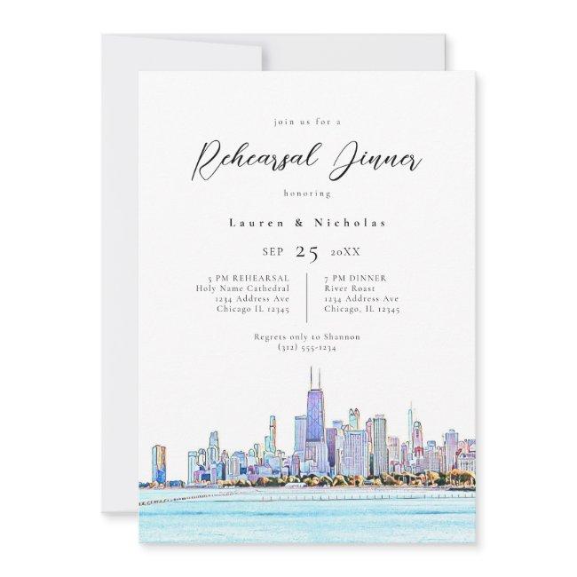 Chicago Skyline Rehearsal Dinner Invitation