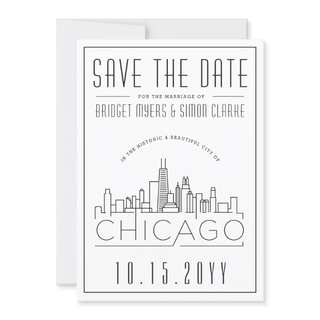 Chicago Wedding | Stylized Skyline Save The Date Invitation