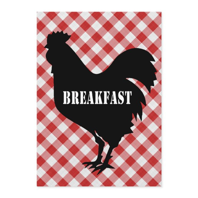 Chicken Silo On Red Check Background Breakfast Invitation
