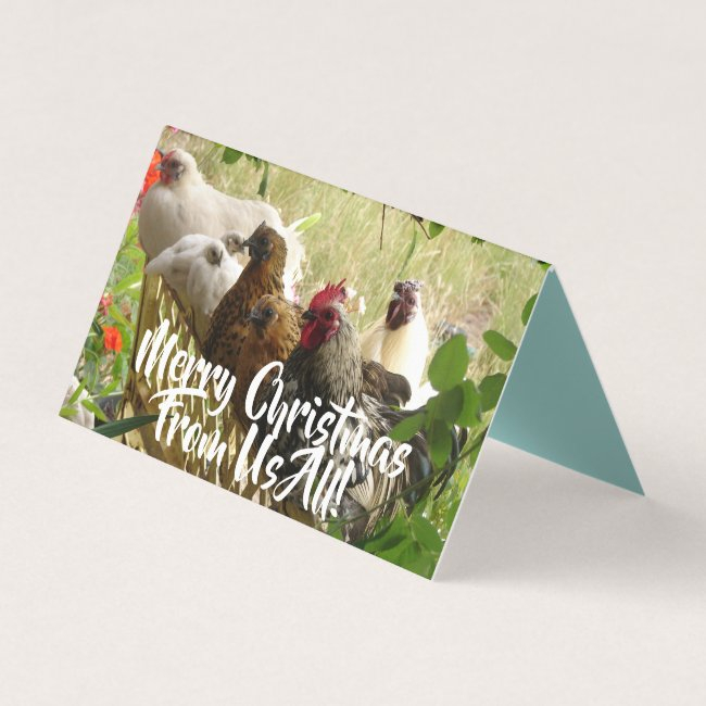 Chickens Roosters Merry From Us Christmas Invitations Set