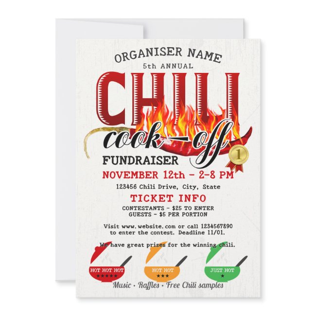 Chili Cookoff Cook Off Fundraiser Community Party Invitation
