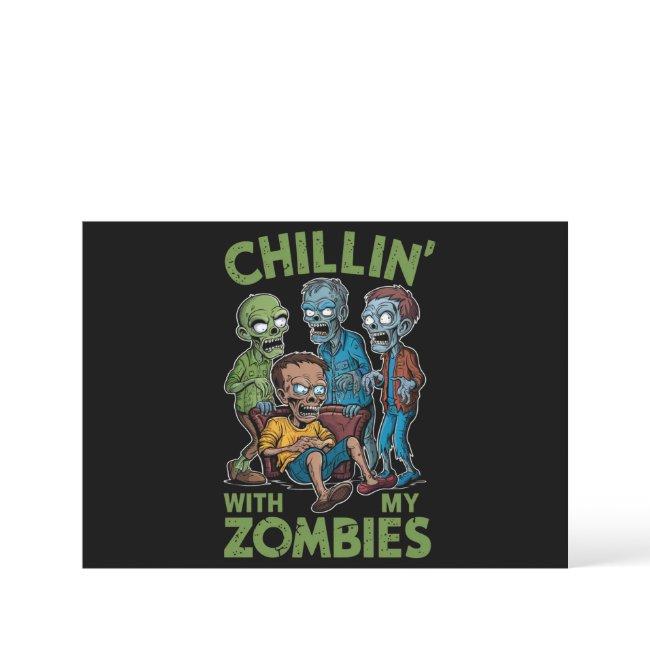 Chillin With My Zombies Halloween Boys Kids Funny Invitation