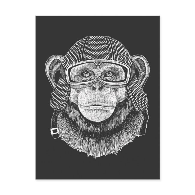 Chimpanzee Motorcycle Rider Postinvitations