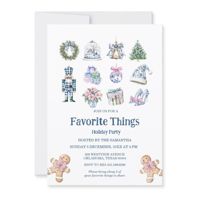 Chinoiserie Favorite Things Holidays Party Invitation