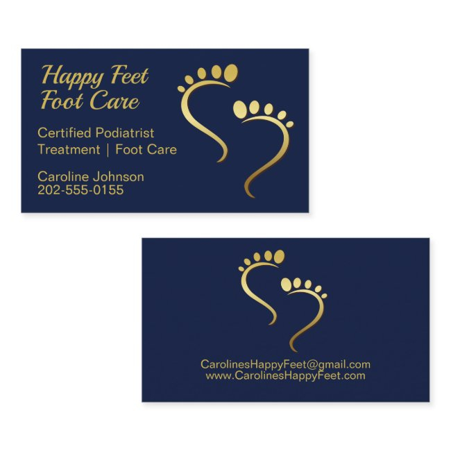 Chiropodist Podiatrist Pedicure Foot Care Navy Business Invitations