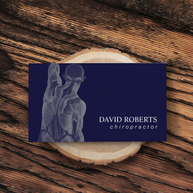 Chiropractic Chiropractor Massage Therapist Navy Business Invitations