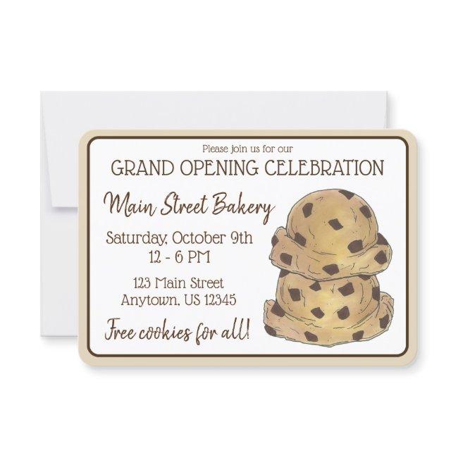 Chocolate Chip Cookie Dough Bakery Grand Opening Invitation