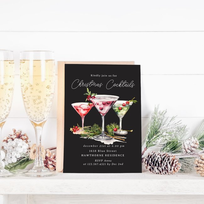 Christmas Cocktail's Elegant Party Invitation